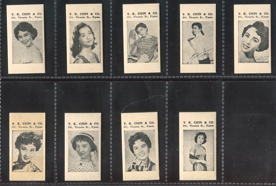 1950's Y.K. Chin (Singapore) Actress Weight Machine Cards Lot of (9)