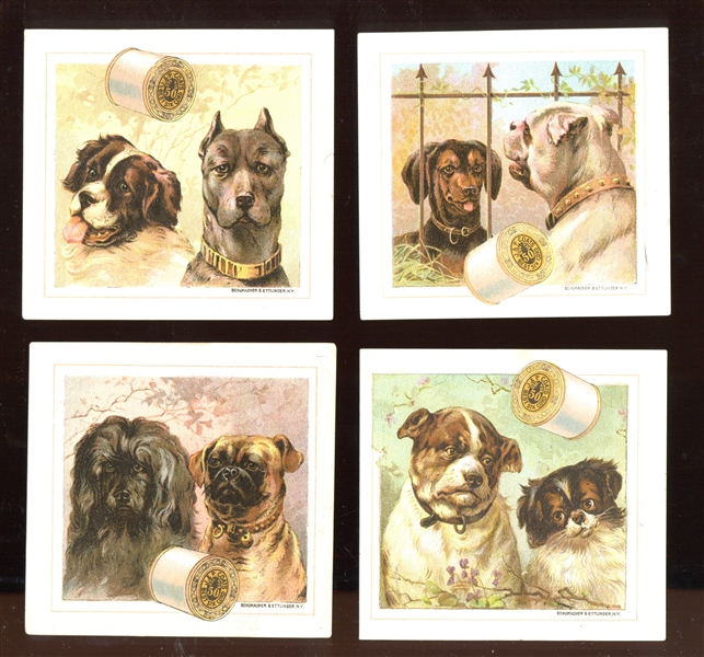 J&P Coats Threads Dogs Lot of (4) Trade Cards