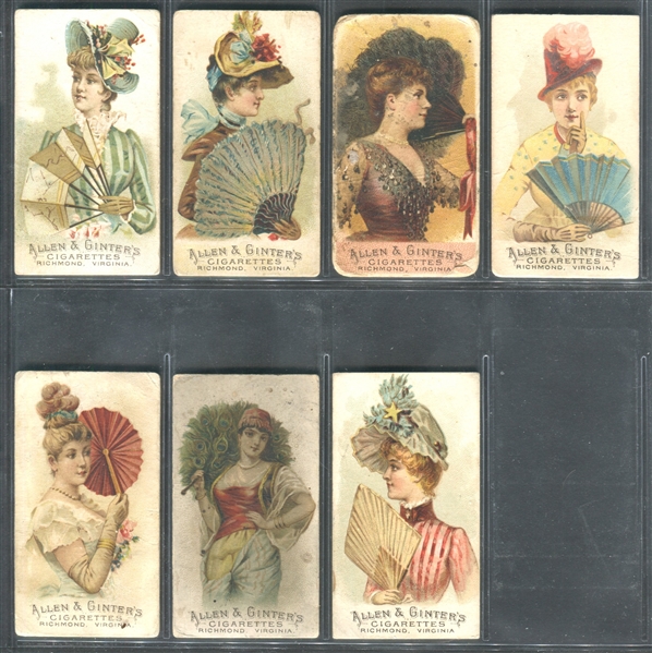 N7 Allen & Ginter Fans of the Period Lot of (7) Cards