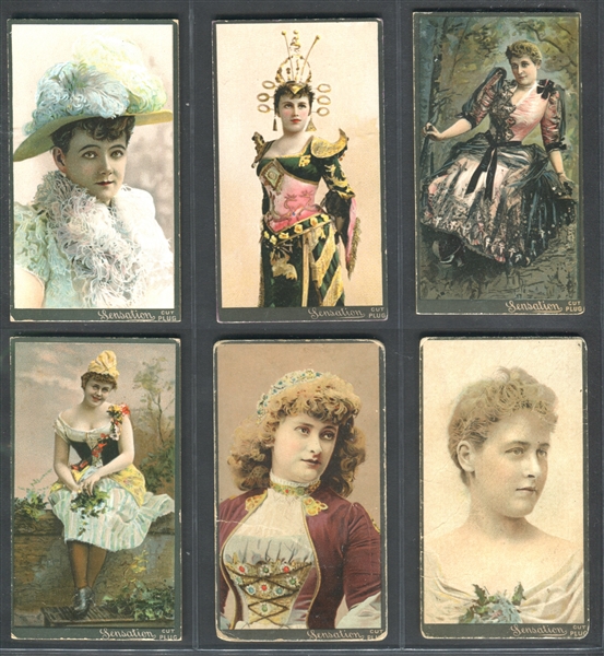 N264 Lorillard Sensation Cut Plug Unnamed Blank-Backed Actress Lot of (6) Cards