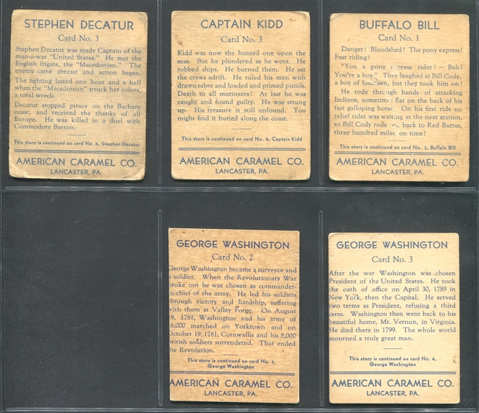 R14 American Caramel American Historical Characters Lot of (5) Cards