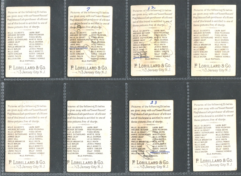 N250 Lorillard Tobacco Actresses Near Complete Set of (24/25) Cards