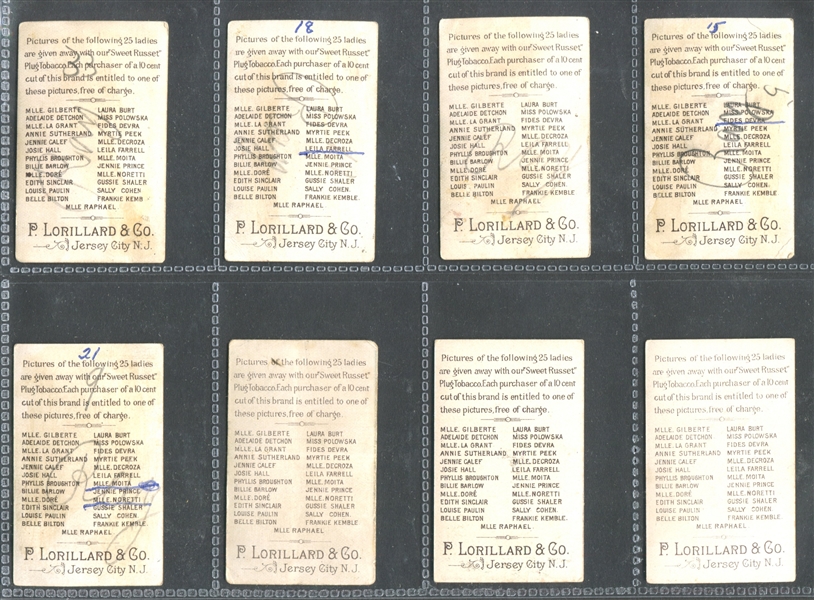 N250 Lorillard Tobacco Actresses Near Complete Set of (24/25) Cards