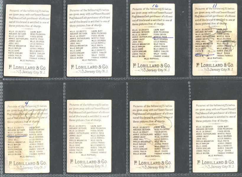 N250 Lorillard Tobacco Actresses Near Complete Set of (24/25) Cards