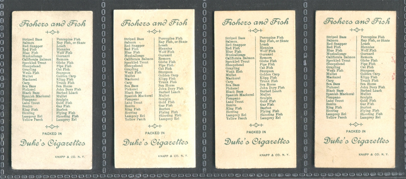 N74 Duke Cigarettes Fishers and Fish Lot of (4) High Grade Cards