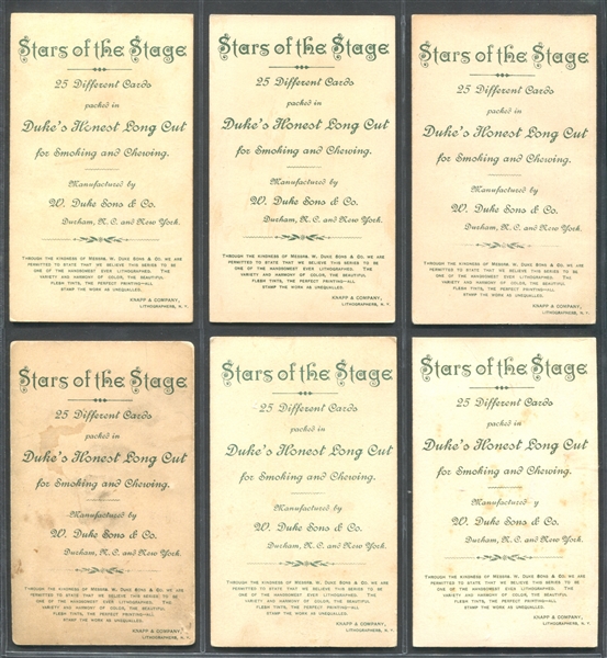 N129A Duke Honest Long Cut Stars of the Stage (1st Series) Lot of (15) Cards