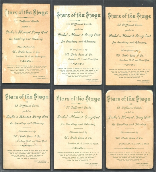 N129A Duke Honest Long Cut Stars of the Stage (1st Series) Lot of (15) Cards