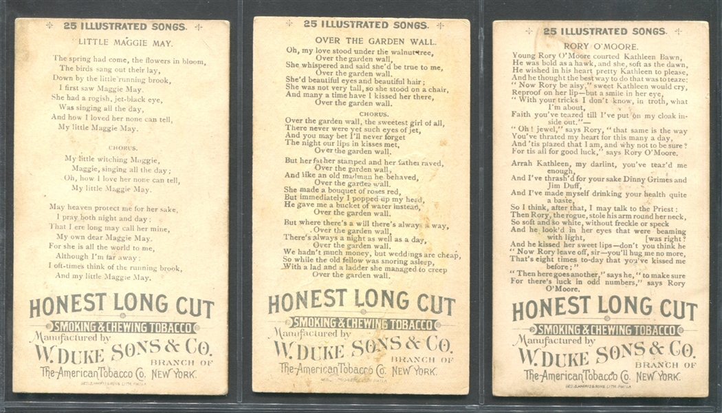 N116 Duke Honest Long Cut Illustrated Songs Lot of (7) Cards