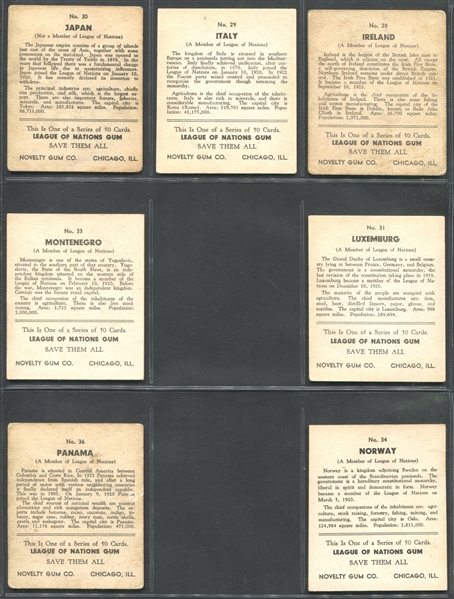 R80 Novelty Gum League of Nations Complete Set of (50) With PSA-Graded