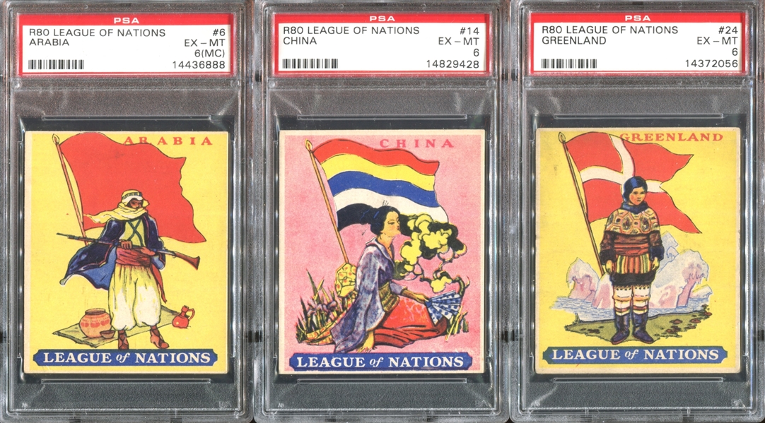 R80 Novelty Gum League of Nations Complete Set of (50) With PSA-Graded