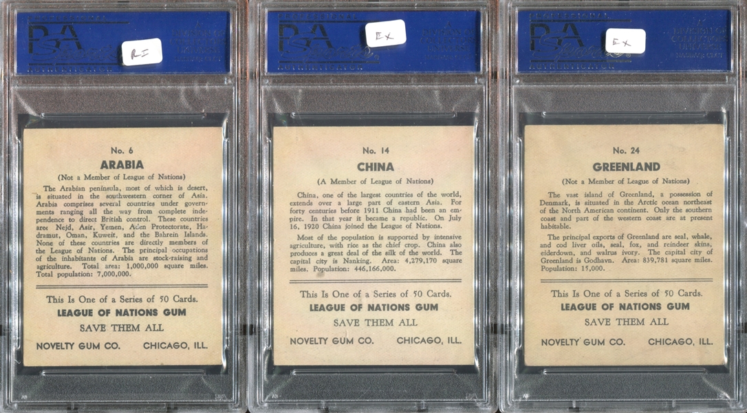 R80 Novelty Gum League of Nations Complete Set of (50) With PSA-Graded