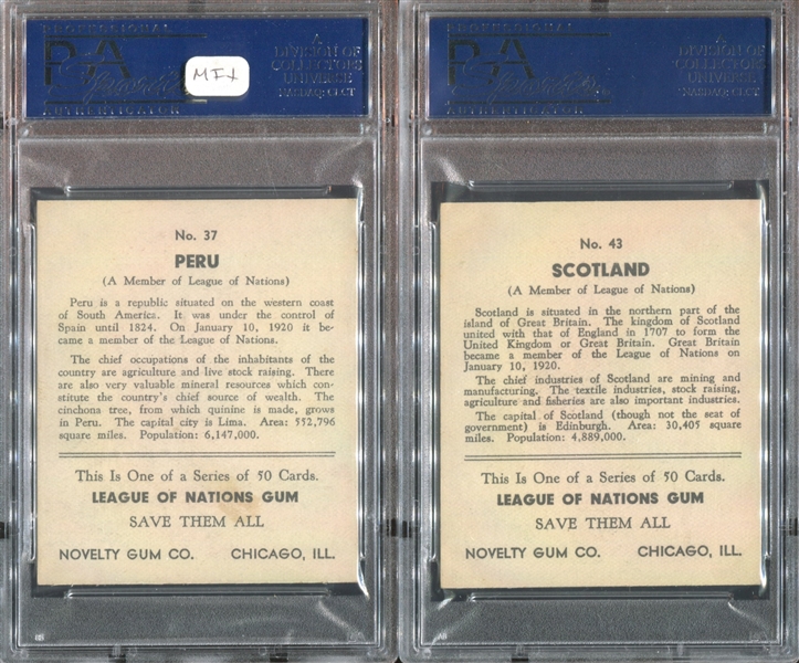 R80 Novelty Gum League of Nations Complete Set of (50) With PSA-Graded