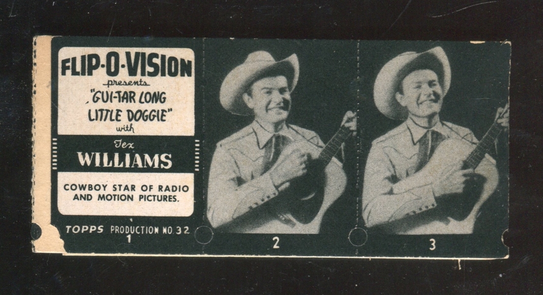 1949 Topps Flip-O-Vision #32 Tex Williams Complete Type Strip