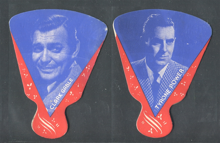 1940's/1950's Spanish Die Cut Movie Star Fans - Clark Gable & Tyrone Power