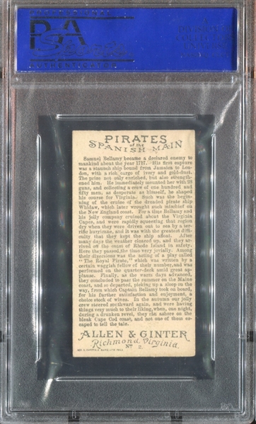 N19 Allen & Ginter Pirates of the Spanish Main #2 Samuel Bellamy PSA7 NM