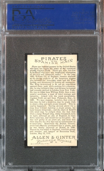 N19 Allen & Ginter Pirates of the Spanish Main #9 Captain Kidd PSA7 NM