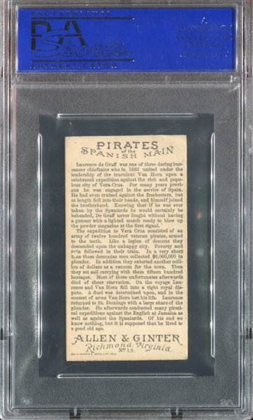 N19 Allen & Ginter Pirates of the Spanish Main #13 Laurence de Graf PSA7 NM