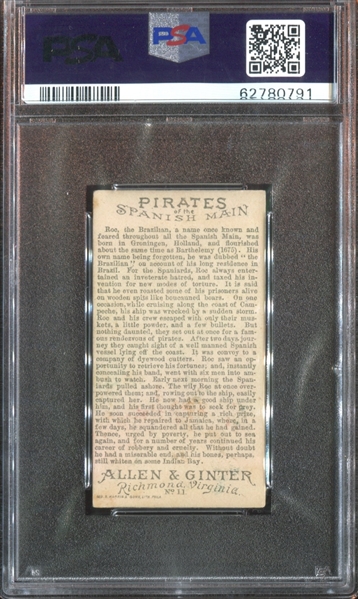 N19 Allen & Ginter Pirates of the Spanish Main #11 Roc the Brazilian PSA5 EX