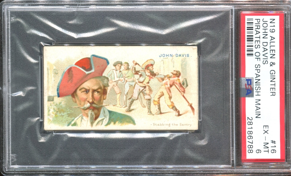 N19 Allen & Ginter Pirates of the Spanish Main #16 John Davis PSA6 EX-MT