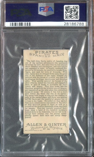 N19 Allen & Ginter Pirates of the Spanish Main #16 John Davis PSA6 EX-MT