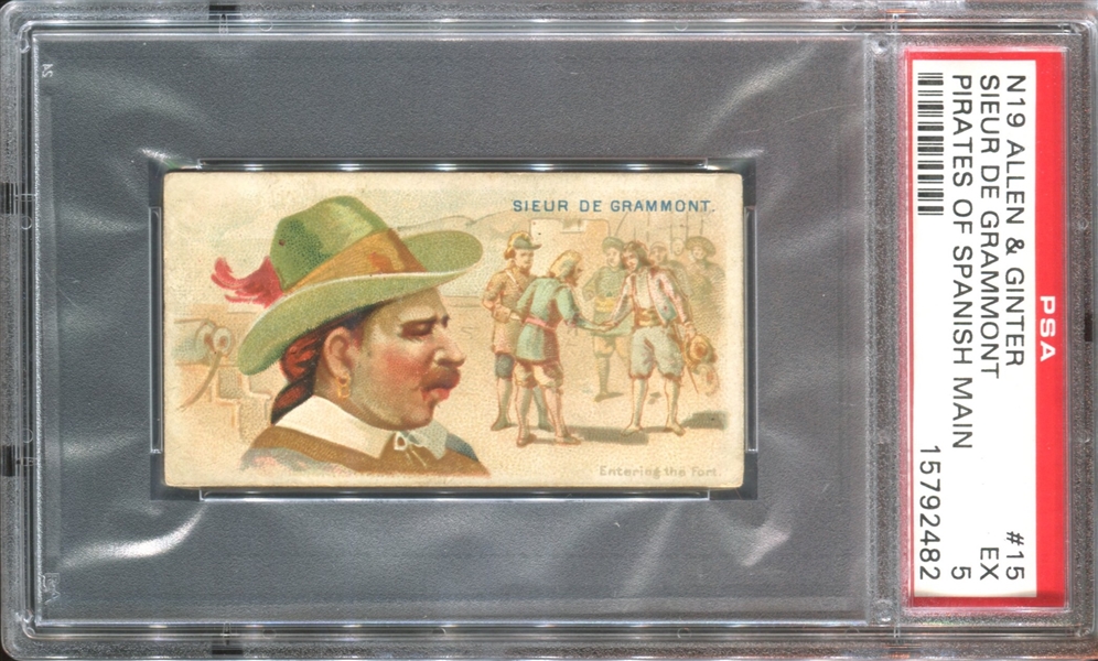 N19 Allen & Ginter Pirates of the Spanish Main #15 Sieur de Grammont PSA5 EX