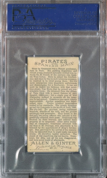 N19 Allen & Ginter Pirates of the Spanish Main #15 Sieur de Grammont PSA5 EX