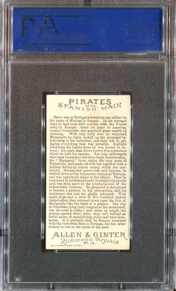 N19 Allen & Ginter Pirates of the Spanish Main #14 Michael Le Basque PSA6 EX-MT