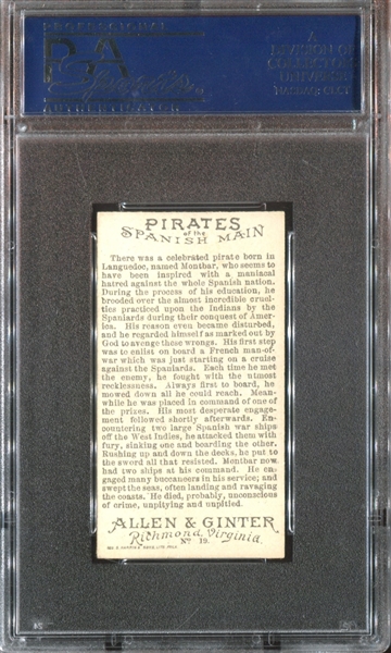 N19 Allen & Ginter Pirates of the Spanish Main #19 Montbar PSA7 NM