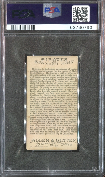 N19 Allen & Ginter Pirates of the Spanish Main #25 Stede Bonnet PSA4 VG-EX