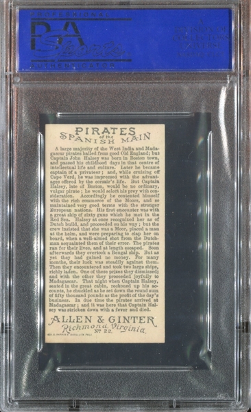 N19 Allen & Ginter Pirates of the Spanish Main #22 Captain Halsey PSA6 EX-MT