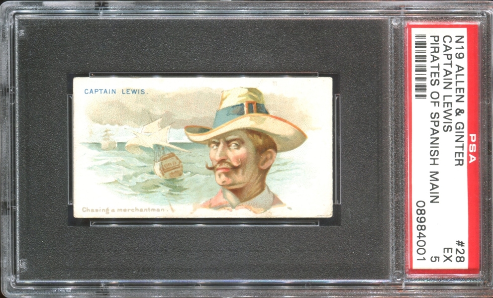 N19 Allen & Ginter Pirates of the Spanish Main #28 Captain Lewis PSA5 EX