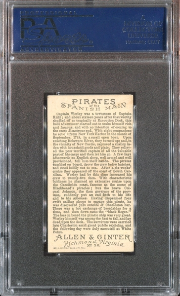 N19 Allen & Ginter Pirates of the Spanish Main #30 Captain Worley PSA7 NM