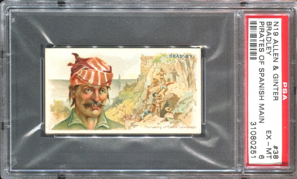 N19 Allen & Ginter Pirates of the Spanish Main #38 Bradley PSA6 EX-MT