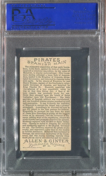 N19 Allen & Ginter Pirates of the Spanish Main #41 Mansvelt PSA6 EX-MT