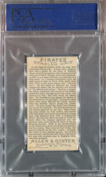 N19 Allen & Ginter Pirates of the Spanish Main #39 Bradish PSA5 EX