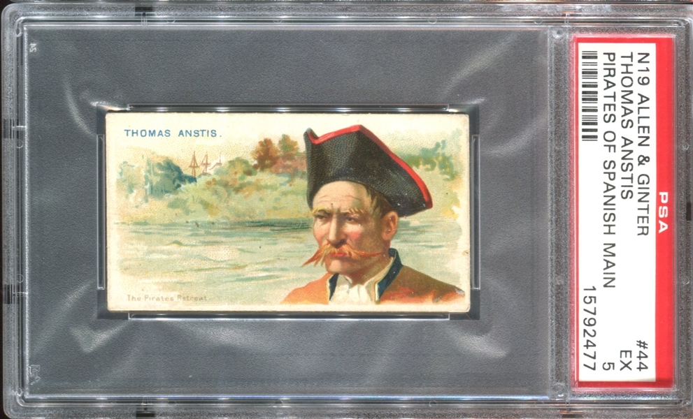 N19 Allen & Ginter Pirates of the Spanish Main #44 Thomas Anstis PSA5 EX