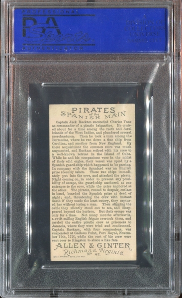 N19 Allen & Ginter Pirates of the Spanish Main #42 Captain Jack Rackam PSA6 EX-MT