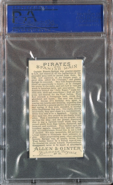 N19 Allen & Ginter Pirates of the Spanish Main #45 Francis Spriggs PSA6 EX-MT