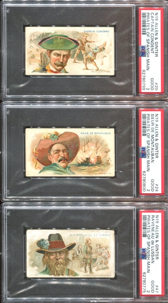 N19 Allen & Ginter Pirates of the Spanish Main Lot of (9) PSA-Graded Cards