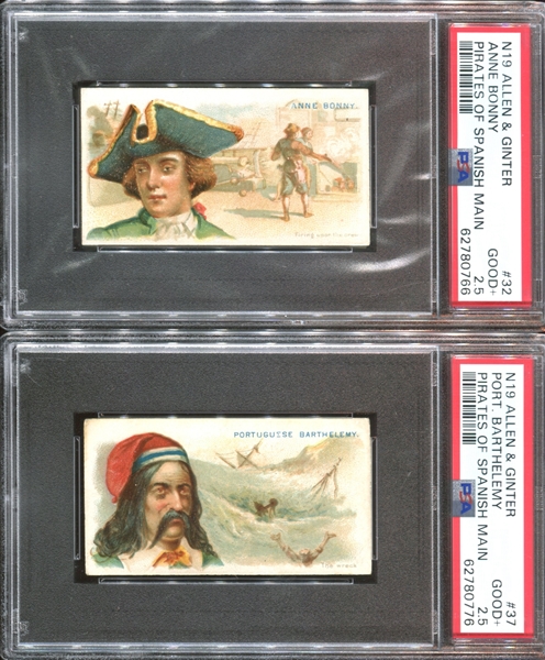 N19 Allen & Ginter Pirates of the Spanish Main Lot of (9) PSA-Graded Cards