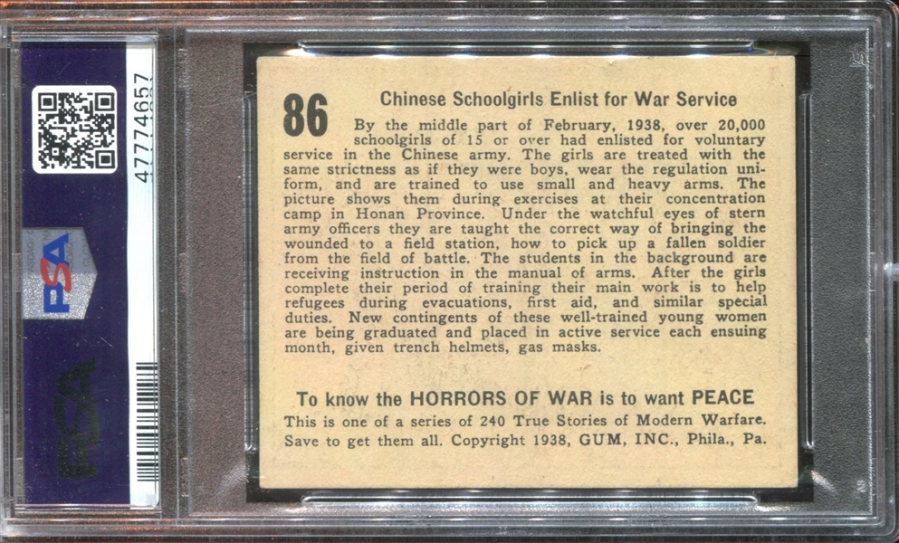 R69 Horrors of War #86 Chinese Schoolgirls Enlist for War Service PSA5 EX