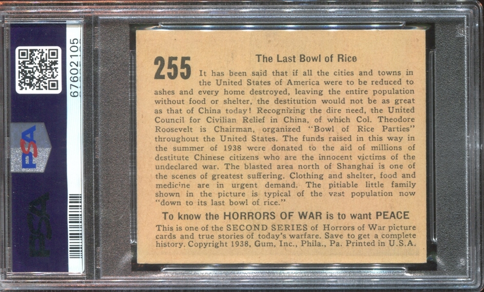 R69 Horrors of War #255 The Last Bowl of Rice PSA5 EX