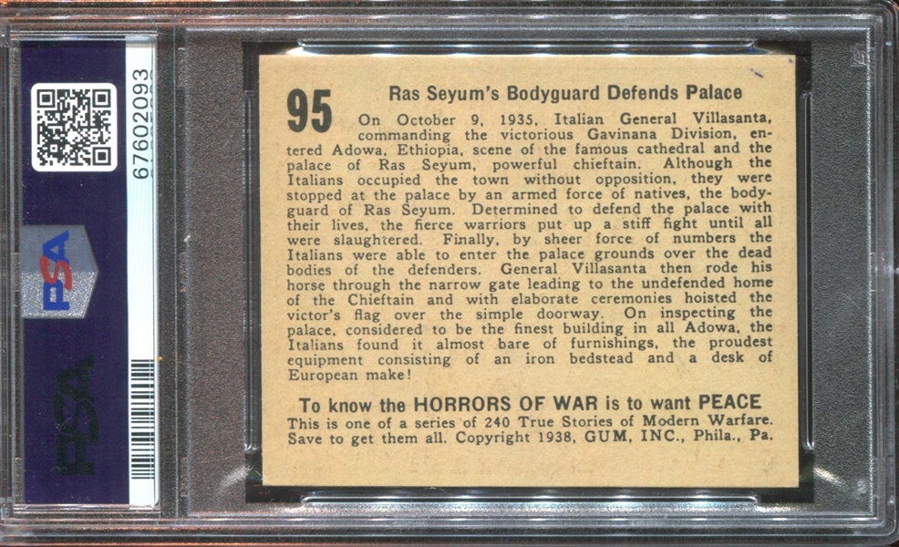 R69 Horrors of War #95 Ras Seyum's Bodyguard Defends Palace PSA6 EX-MT