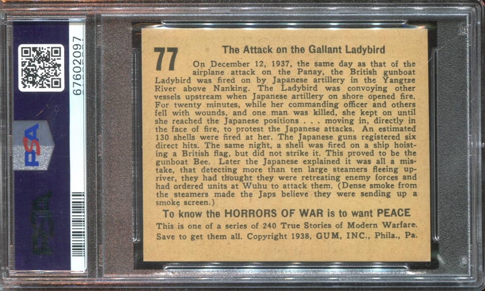 R69 Horrors of War #77 The Attack on the Gallant Ladybird PSA6 EX-MT