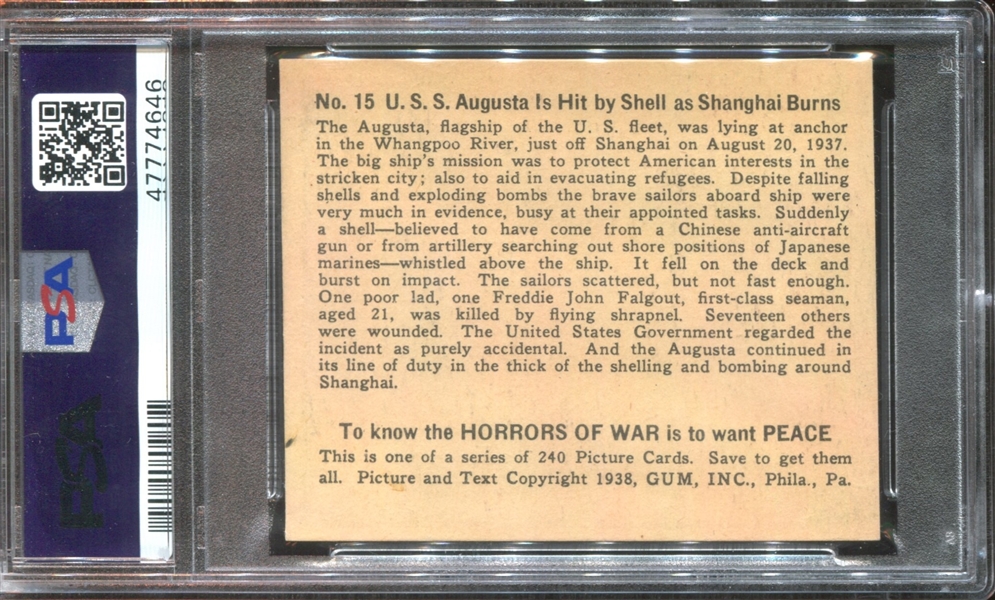 R69 Horrors of War #15 U.S.S. Augusta is Hit PSA6 EX-MT