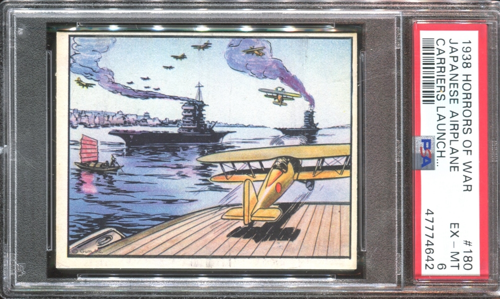 R69 Horrors of War #180 Jap Airplane Carriers Launch Mass Attack PSA6 EX-MT