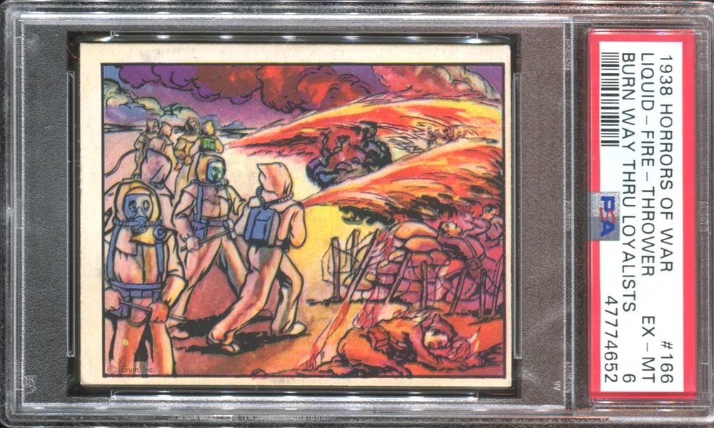 R69 Horrors of War #166 Liquid-Fire-Throwers Burn Way PSA6 EX-MT