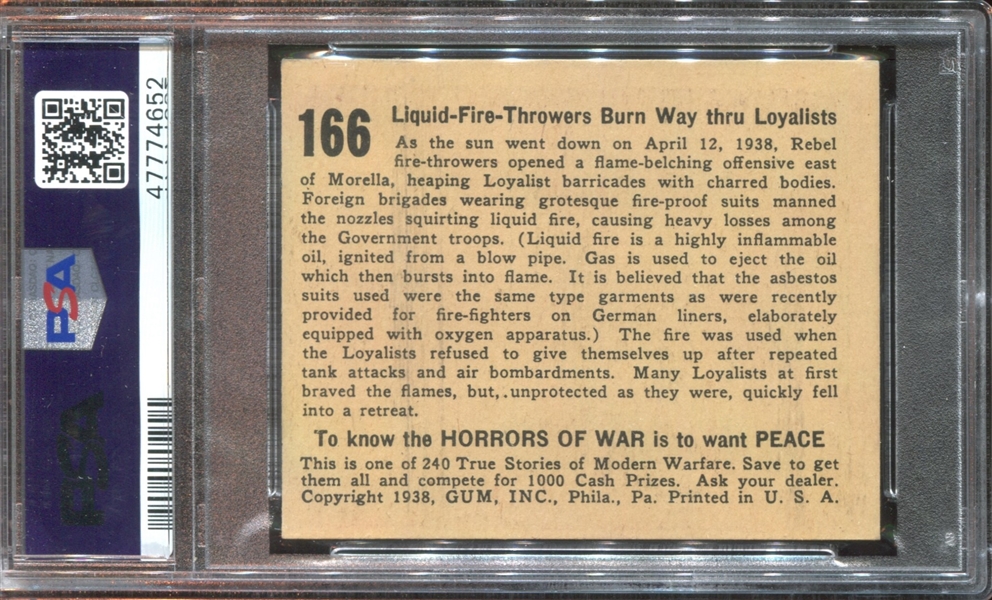 R69 Horrors of War #166 Liquid-Fire-Throwers Burn Way PSA6 EX-MT