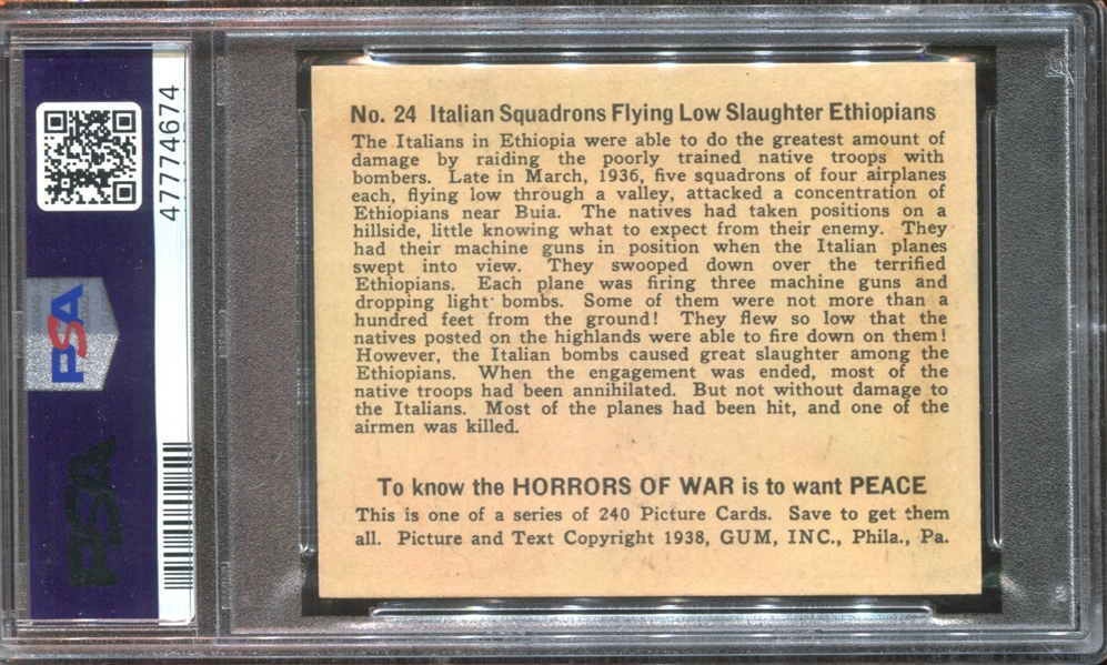 R69 Horrors of War #24 Italian Squadrons Flying Low PSA6 EX-MT