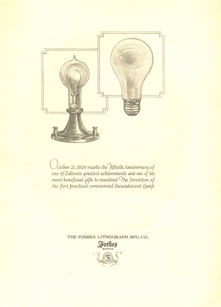 1950's Forbes Lithograph Folder - Thomas Edison